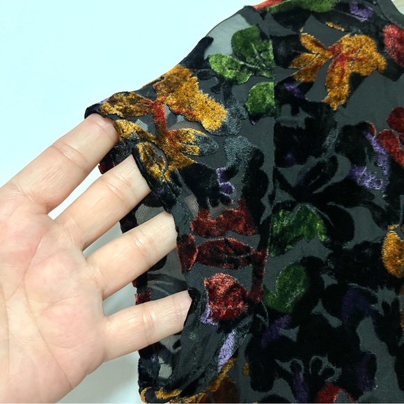 Honey Punch Velvet Babydoll Dress Y2K SZ S Fairy Whimsigoth Dark Floral Coquette - Picture 6 of 11